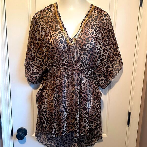 Marie Melili leopard swim cover-up size large - Picture 2 of 7